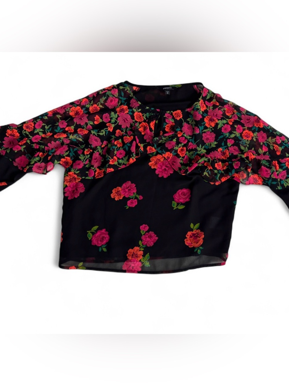 Express Long Sleeve Mixed Floral Print Top